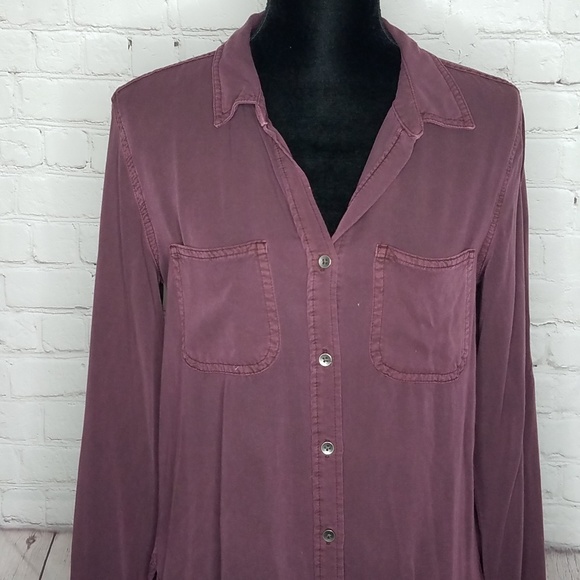 Rock & Republic Burgandy Button Up Long Sleeve Top - Picture 7 of 7